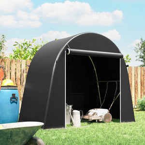 Waterproof portable garden shed with roll-up zippered door and galvanized metal frame