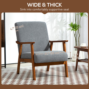 Living room armchair with wide seat and thick padding, gray
