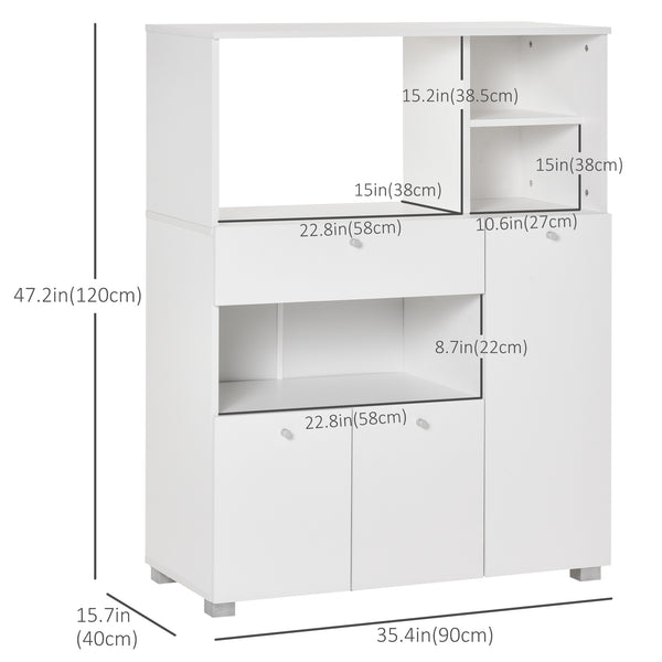 Kitchen cabinet with microwave stand, white