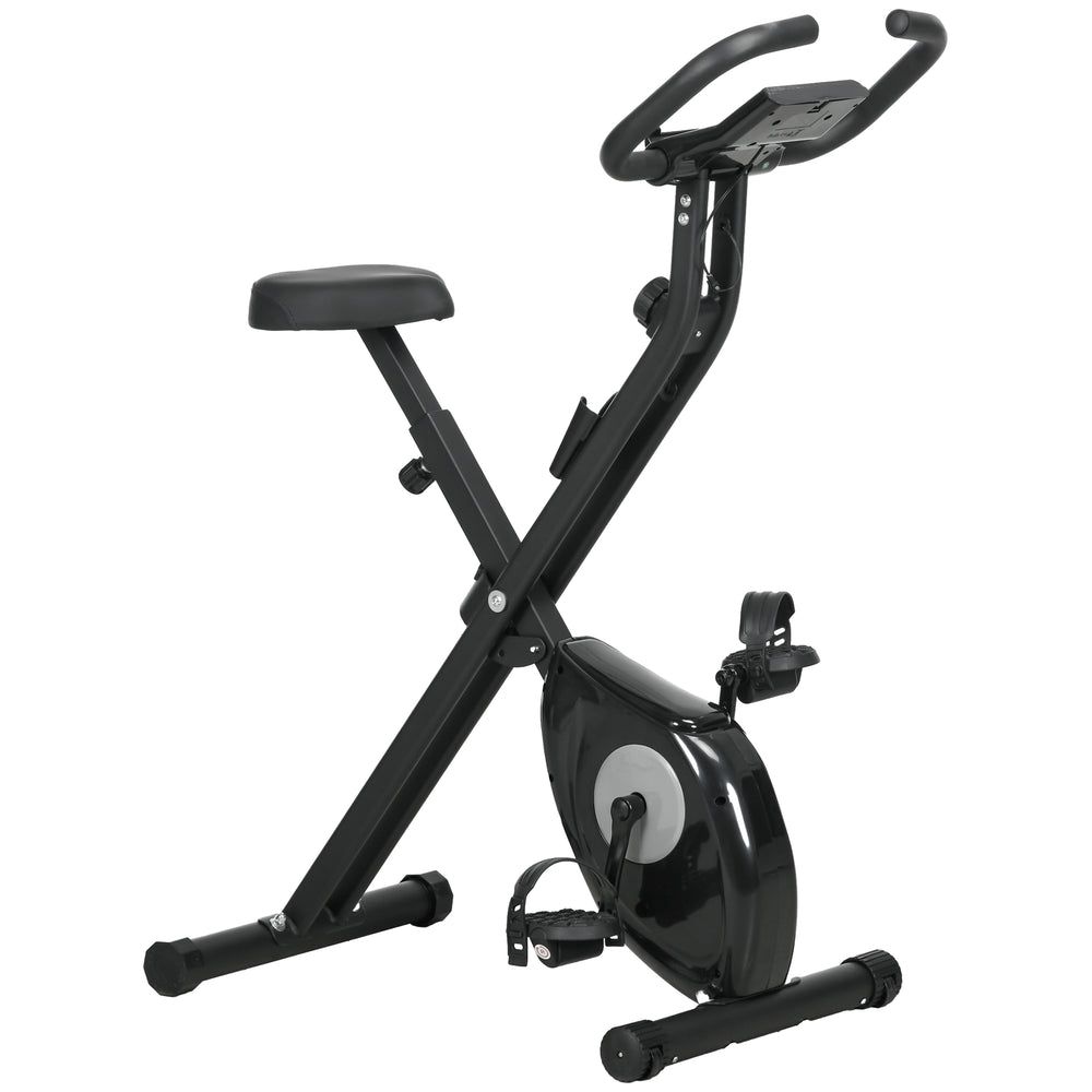 Foldable Exercise Bike with 8-Level Magnetic Resistance, LCD Display, Black