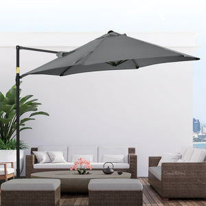 8.5-foot cantilever parasol with 360° rotation and cross base, dark grey