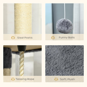 79" Cat Tree with Kitten Toys, Light Gray