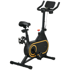 Magnetic Resistance Exercise Bike with LCD Display, Black and Yellow