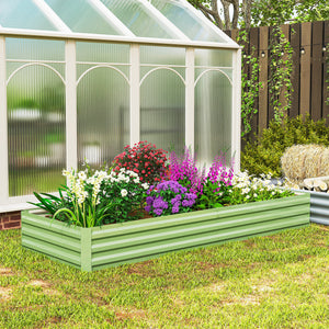 Galvanized raised planter, green