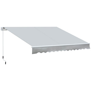 12' x 8' Retractable Awning Patio Awnings Sun Shade Shelter with Manual Crank Handle, UV & Water-Resistant Fabric and Aluminum Frame for Deck Balcony Yard, Grey