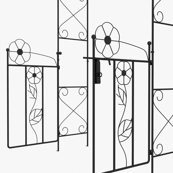 Metal garden arch with double gate, black