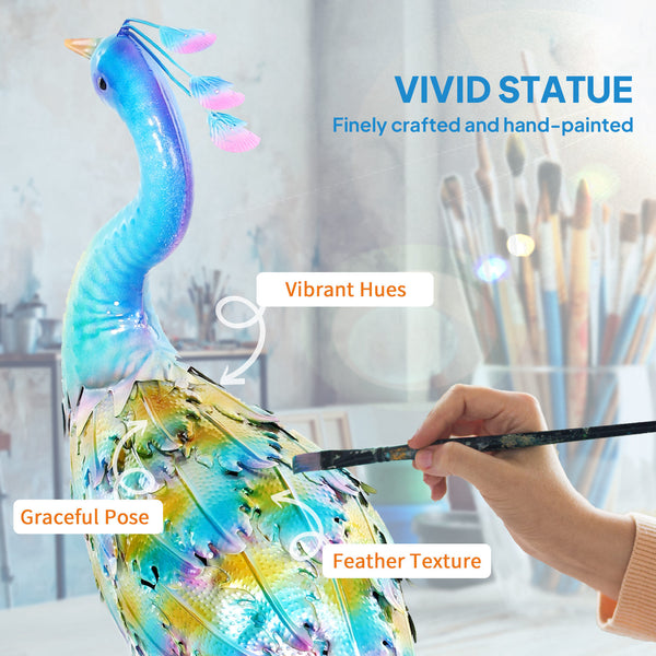 Peacock statue for garden, assorted colors