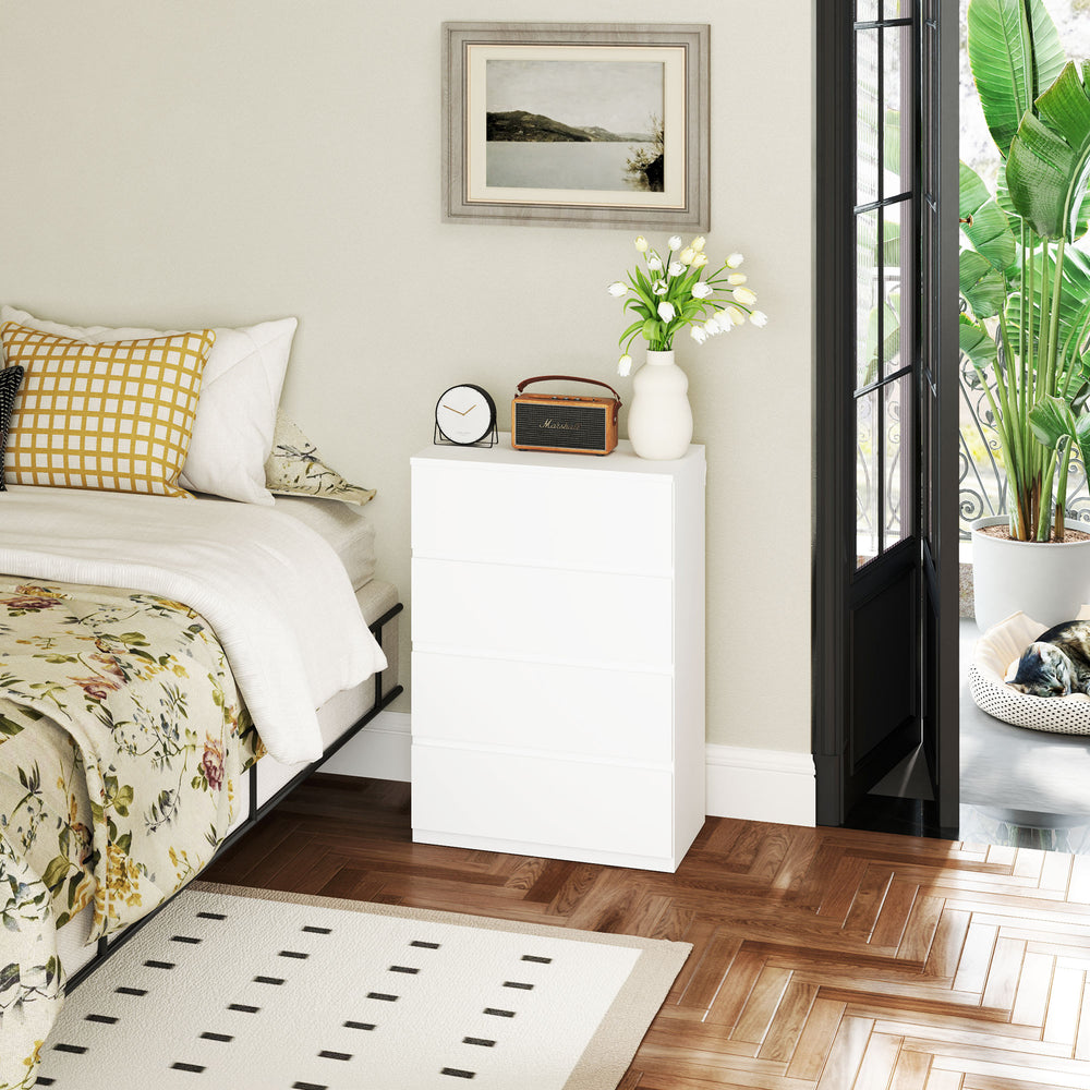 4-drawer chest of drawers, freestanding storage unit, white