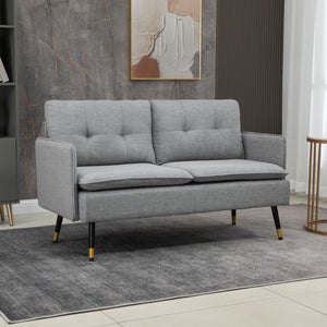 Modern 2 seater sofa with button tufting, gray