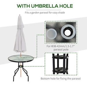 Round bistro table with tempered glass top
