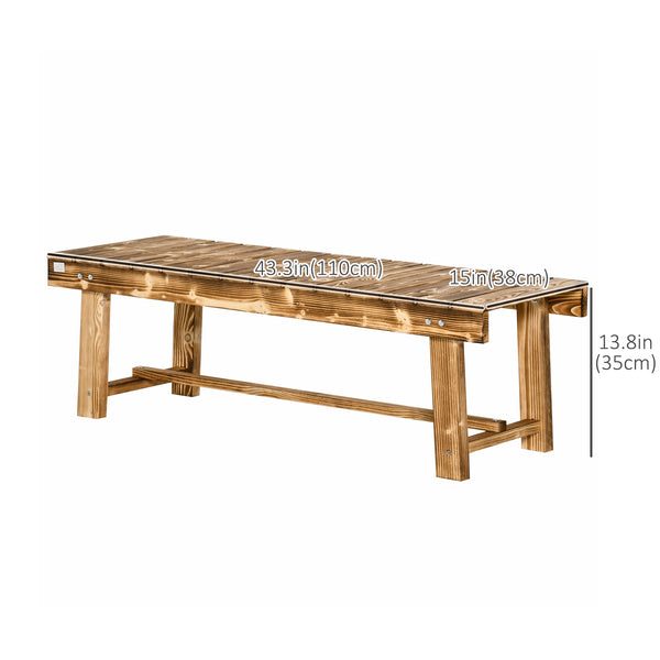 Outdoor garden bench made of carbonized fir wood