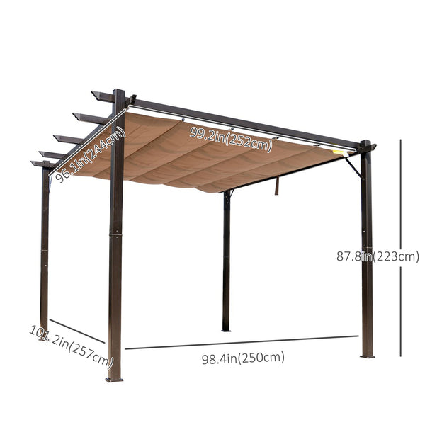 10' x 10' Aluminum Pergola, Square Garden Canopy, Beige
