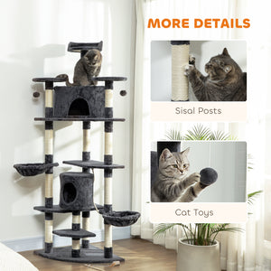 79" Cat Tree with Kitten Toys, Dark Gray