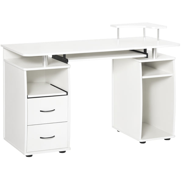 Computer desk with keyboard tray, white
