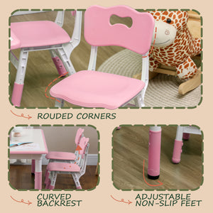 Children's table and 4 chairs set, pink