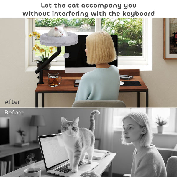 360° rotating and height-adjustable cat desk bed