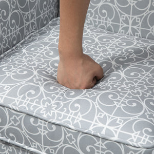 Upholstered accent chair with soft linen fabric, gray