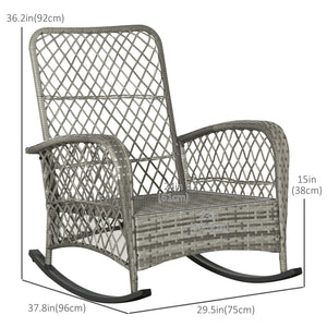 Rattan rocking chair with thick cushions