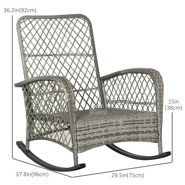 Rattan rocking chair with thick cushions