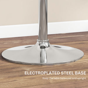 Adjustable bar table with synthetic rattan top and steel base, brown