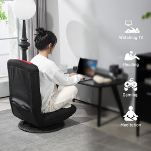 360 Degree Swivel Folding Floor Chair, 6 Position Adjustable, Red
