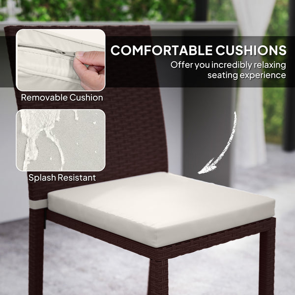 Set of 4 wicker dining chairs, beige