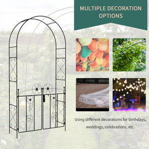 Metal garden arch with double gate, black