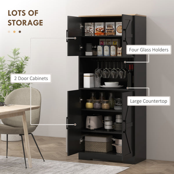 Pantry with wine glass storage, black