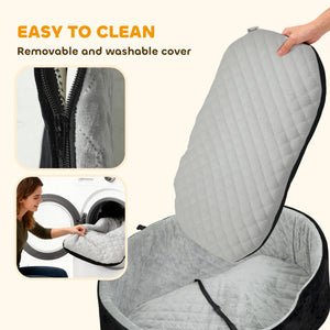 Dog car seat with removable and washable cushion, black