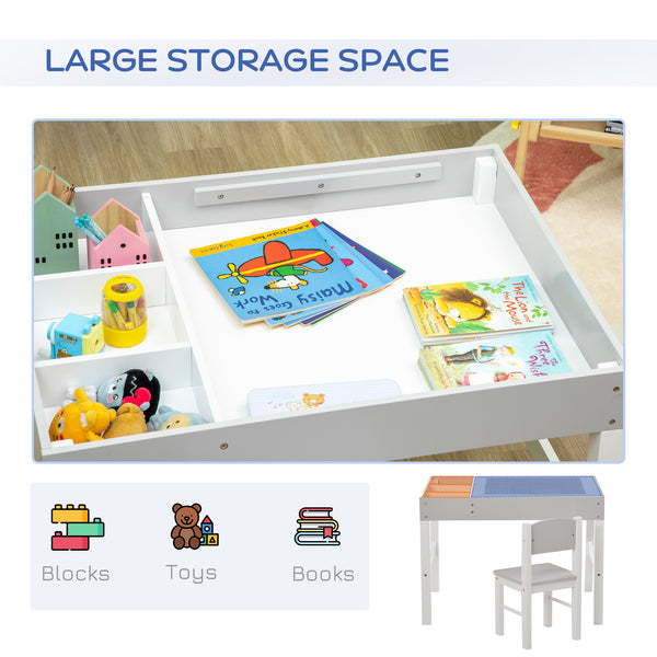 Lego table with storage for children, gray