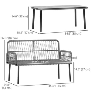 2-piece furniture set in light grey woven resin