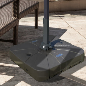 Square offset parasol base with wheels, coffee color