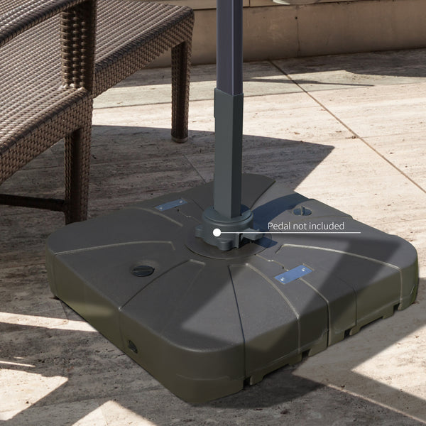 Square offset parasol base with wheels, coffee color