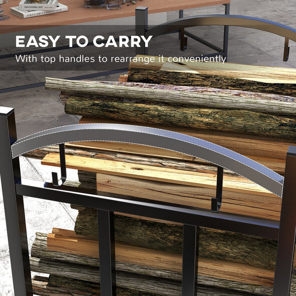 Heavy Duty 3 Tier Log Rack with Hanging Hooks