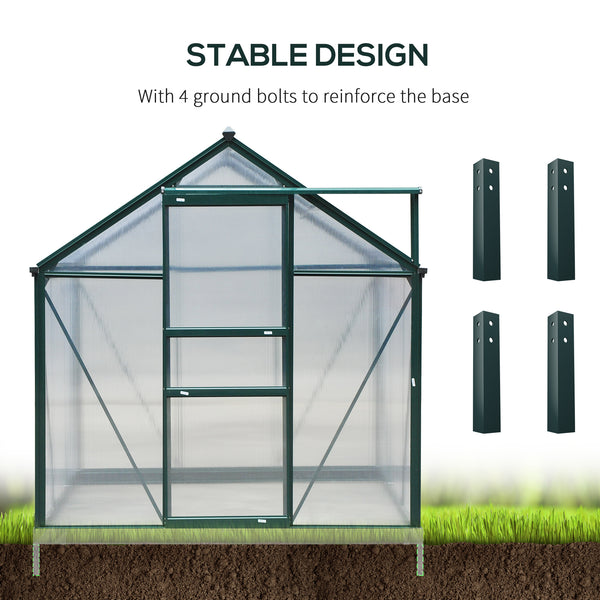 Transparent polycarbonate greenhouse with sliding door