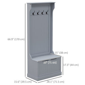 3-in-1 Hallway Unit with Coat Rack, Grey 