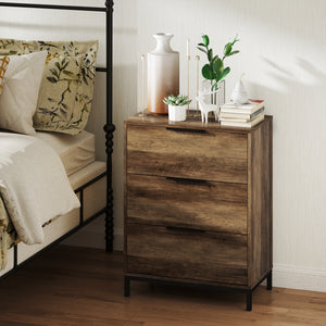 Bedroom chest of drawers with 3 drawers, natural color