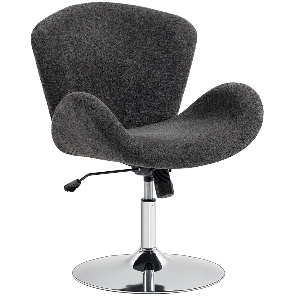 Swivel office chair in velvet with wide seat, dark grey.
