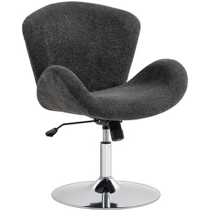 Swivel office chair in velvet with wide seat, dark grey.