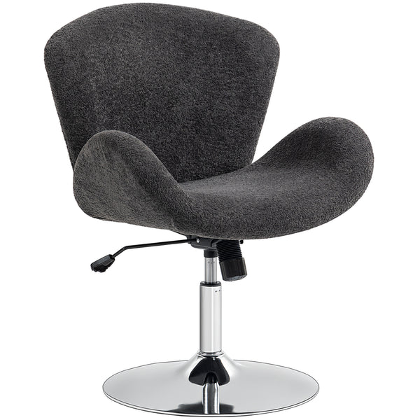 Swivel office chair in velvet with wide seat, dark grey.