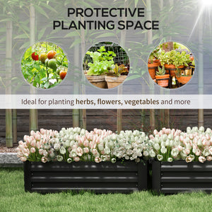 Set of 2 raised steel planters, black 