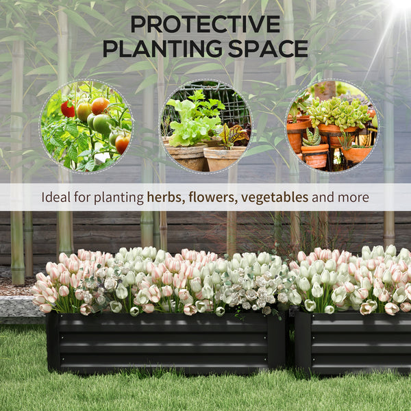 Set of 2 raised steel planters, black 