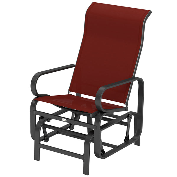 Breathable Mesh Fabric Sliding Chair, Outdoor Rocking Chair, Burgundy
