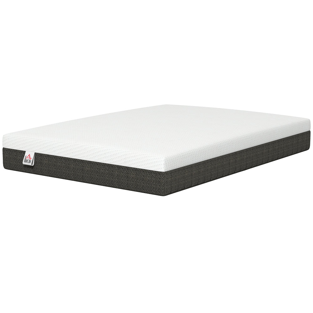 10-inch 3-layer cooling memory foam double mattress, medium-firm – White and dark gray
