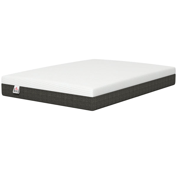 10-inch 3-layer cooling memory foam double mattress, medium-firm – White and dark gray
