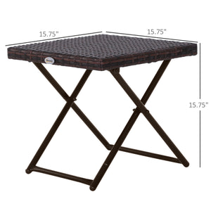 Folding garden coffee table in synthetic rattan, brown
