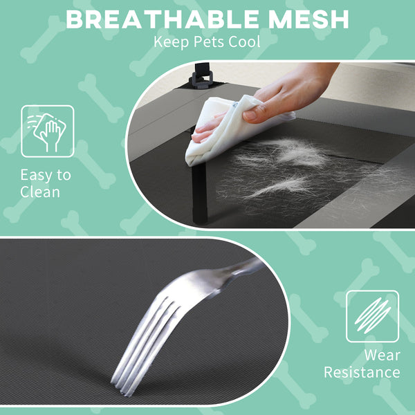 Elevated cooling dog bed with washable breathable mesh canopy