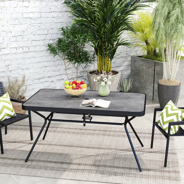 Rectangular garden table with parasol hole