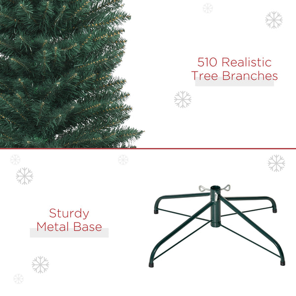 7ft Green Artificial Christmas Tree with Black Folding Stand