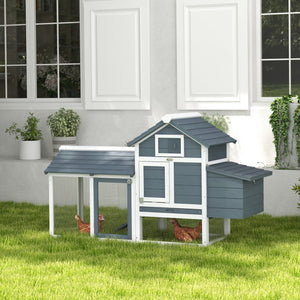 60" Wooden Chicken Coop with 2 Doors, Nest Box, and Removable Tray